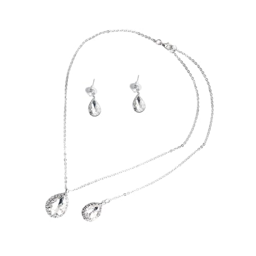 Healvian Elegantes Brautschmuck set Damen Silber mit funkelnder Halskette und Ohrhänger Verstellbare Rückenkette mit Tassel Feine Verarbeitung für Hochzeit Party und Besondere Anlässe von Healvian
