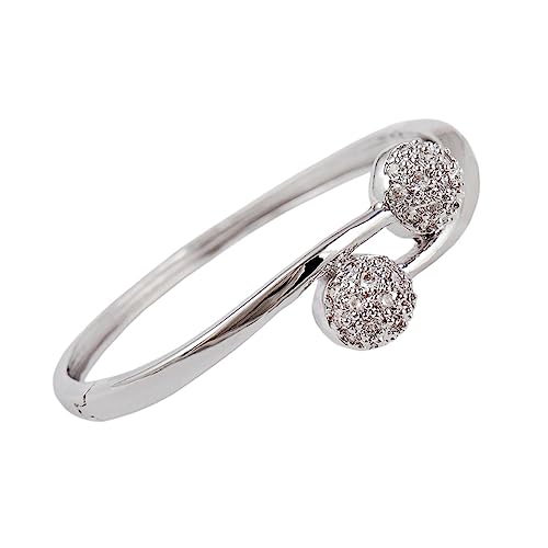 Healvian Elegantes Damen Armband mit Doppelperlen Design Verstellbares Öffnungsarmband für Besondere Anlässe Silberfarben Perfektes für Frauen von Healvian