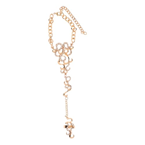 Healvian Elegantes Fußkettchen mit Zehenring aus Glänzendem Legierungs Boho Barfuß Sandale Schmuck für Damen und Mädchen Verstellbar für Strand Sommer Hochzeit und Party Goldfarben von Healvian