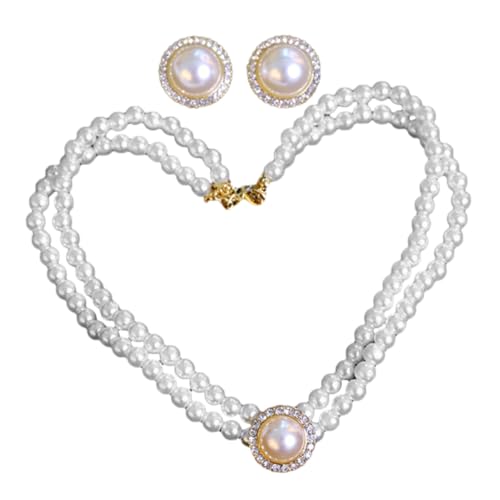 Healvian Elegantes Perlenkette Ohrstecker Damen Schmuckset Vintage Choker Halskette für Hochzeit Party Brautmode Modischer Langlebiger Schmuck mit Zartem Design Passend für Verschiedene von Healvian