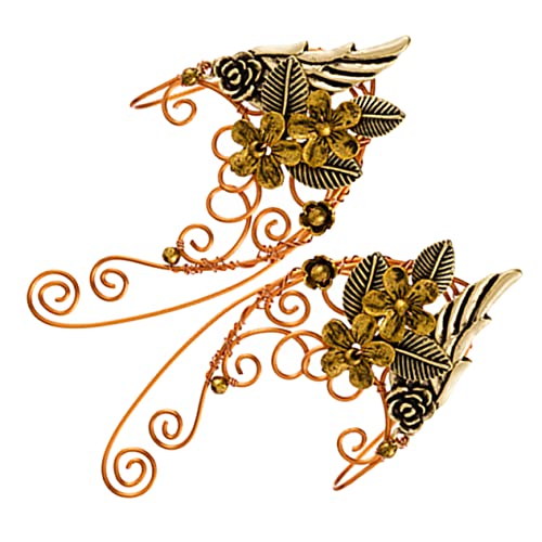 Healvian Feenohren Ohrmanschetten Aus Metall Mit Blumen Und Feen-details Ohrringe Für Frauen Und Teenager Piercing Cosplay Und Party-schmuck von Healvian