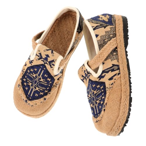 Healvian Ethnische Damen Ballerinas aus Baumwolle und Leinen Flache rutschfeste Sommerschuhe für Frauen Handgefertigte Atmungsaktive und Bequeme Freizeitschuhe für Elegante Anlässe und von Healvian