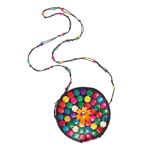 Healvian Handgefertigte Damen-umhängetasche Aus Kokosnussschalen Ethno-Stil Handytasche Kleine Geldbörse Leicht Und Praktisch Für Reisen Und Einkaufen von Healvian