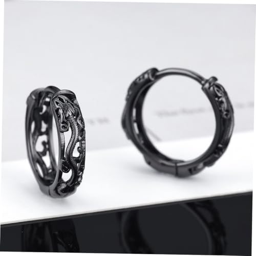 Healvian Ethnische Kleine Runde Creolen Ohrringe für Herren Vintage Drachen Design Nickelfrei Langlebig Modischer Minimalistischer Ohrschmuck für Alltag und Besondere Anlässe von Healvian