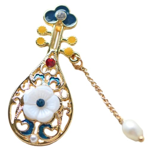 Healvian Ethnische Lute Brosche Pin aus Langlebiger Legierung Sichere Anstecknadel Musikdesign für Damen Stilvolles Accessoire zur Aufwertung von Outfits von Healvian