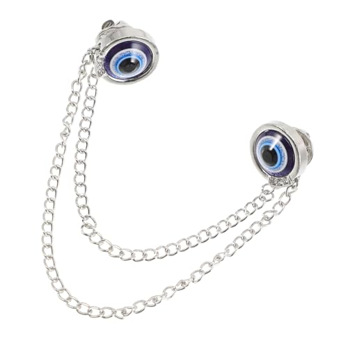Healvian Evil Eye Brosche Clip Silberfarbene Anstecknadel mit Kettenanhänger Modisches Herren Kostüm Accessoire für Hemd Kragen und Anzug Elegant Vielseitig für Kleidung und Schal von Healvian