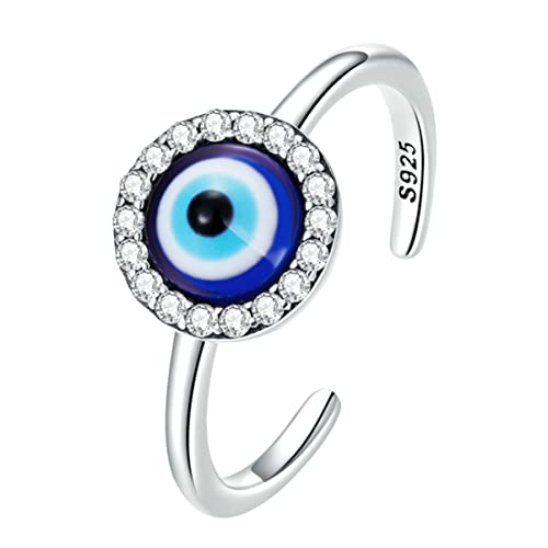 Healvian Evil Eye Ring für Frauen Verstellbarer Offener Wickelring Silber mit Zirkonia Eleganter Schmuck für Besondere Anlässe Wie Hochzeiten Partys und Alltag von Healvian