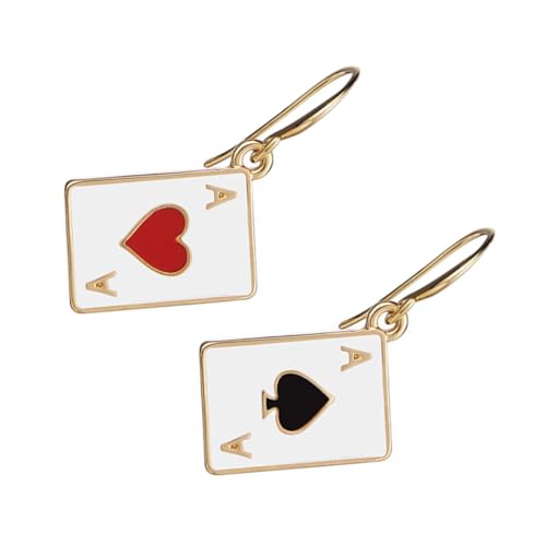 Healvian Extravaganter Poker ohrring Vergoldet Dangle Ohrschmuck Damen Modisch Auffälliger Kartenanhänger Passend für Alltag Hochzeit Party von Healvian
