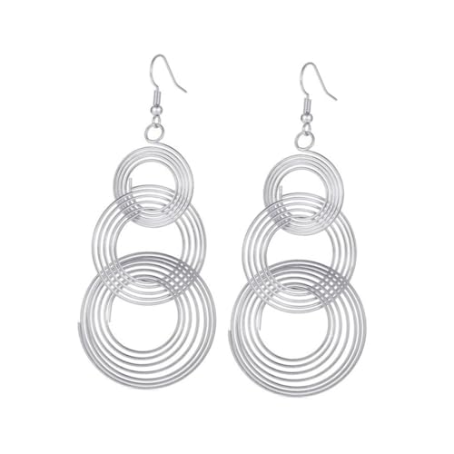 Healvian Extravaganter Retro Ohrschmuck Silber Mehrlagige Große Runde Ohrringe Damen Modisch Elegant Für Alltag Party Hochzeit von Healvian