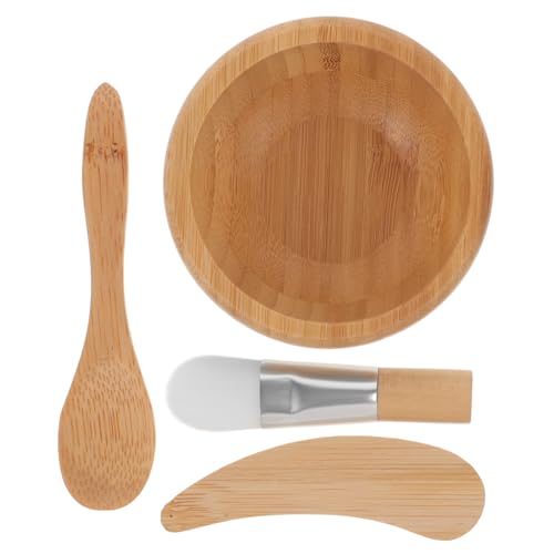 Healvian 1satz Gesichtsmaske Rührschüssel Set Aus Holz Für Diy Hautpflege Teiliges Set Mit Schale Rührstab Pinsel Und Löffel Für Zur Herstellung Eigener Gesichtsmasken von Healvian