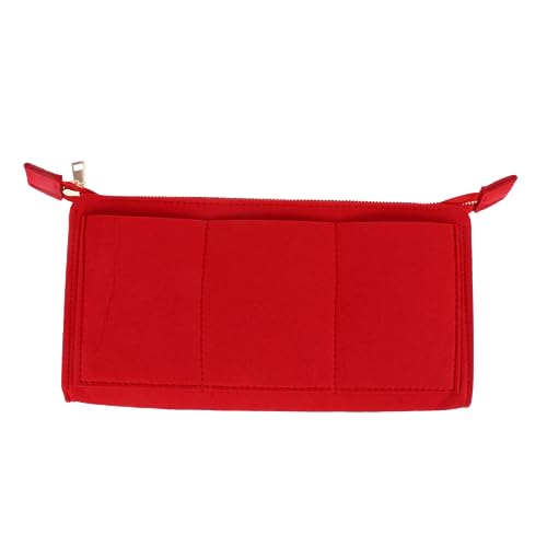 Healvian Faltbare Kosmetiktasche aus Filz Tragbare Make Up Aufbewahrung für Damen Reise Organizer mit Mehrschichtiger Fächeraufteilung für Outdoor und Camping Rote Farbe von Healvian