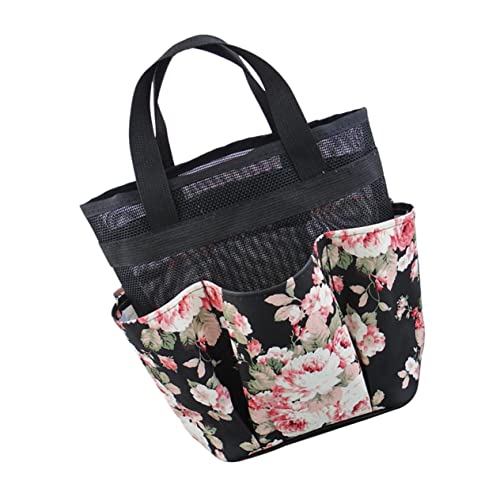 Healvian Duschtasche Schwarz Faltbarer Badekorb Tragbar Netz-badetasche Organizer Für Dusche Bade-Organizer Toilettenkorb Kosmetiktasche Aufbewahrungstasche Für Shampoo Gesichtspflege von Healvian