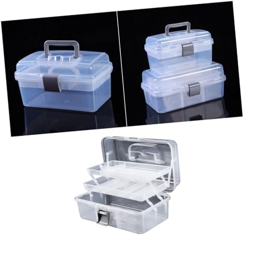Healvian Faltbare Nagelwerkzeugbox Multifunktionaler Nagelaufbewahrung Organizer Dreilagige Acryl Nagelbox Klein Transparent für Maniküre und Kosmetik Stapelbar mit Tragegriff von Healvian
