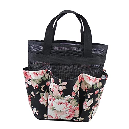 Healvian Faltbare Netzstoff Dusch und Badetasche Portable Bad Organizer mit Großer Kapazität für Shampoo Kosmetik und Handtücher Multifunktional für Reisen Fitness und Schwimmen Schwarz von Healvian