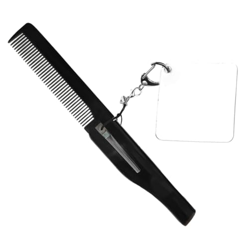 Healvian Kleiner Klappbarer Bartkamm Faltbarer Taschenkamm Mit Spiegel Feiner Zahnkamm Schlüsselanhänger Für Männer Reisekamm Praktisch Und Kompakt von Healvian