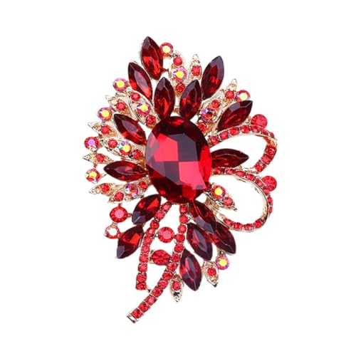 Healvian Farbenfrohe Kristallglas Brosche Rot Dekorative Anstecknadel für Kleidung Schal Tasche Leichtes Legierungsmaterial Modisches Damen Accessoire Healvian Farbenfrohe Kristallglas Brosche Rot Dekorative Anstecknadel für Kleidung Schal Tasche Leichtes Legierungsmaterial Modisches Damen Accessoire von Healvian