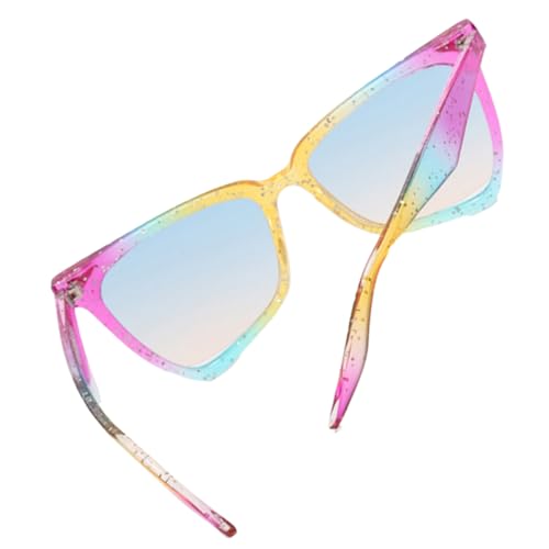Healvian Farbverlauf Regenbogen Cat Eyes Sonnenbrille Damen Unregelmäßiges Design Lustige Partybrille Kreative Festival Accessoire für Fotos und von Healvian