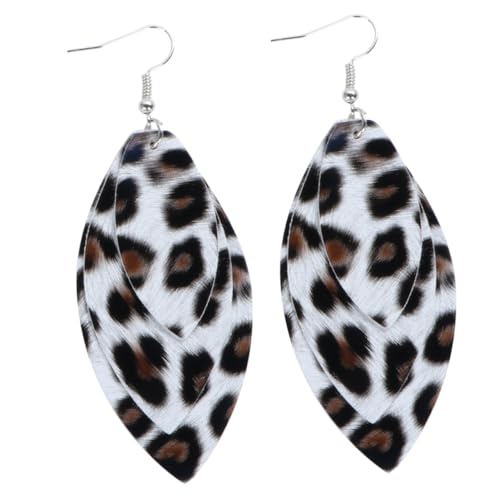 Healvian Fashion Retro Leopard Ohrringe Damen PU Doppelschicht Ohrhänger Leopardmuster Schmuck Leicht Elegant in für Alltag und Party von Healvian