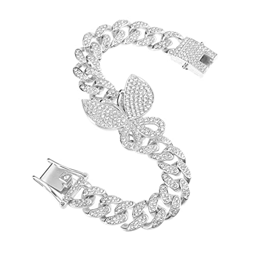Healvian Fashion Rhinestones Butterfly Bracelet für Damen und Herren Hip Hop Handkette Elegantes Design Silberfarben für Partys und Alltagsmode Healvian Fashion Rhinestones Butterfly Bracelet für Damen und Herren Hip Hop Handkette Elegantes Design Silberfarben für Partys und Alltagsmode von Healvian