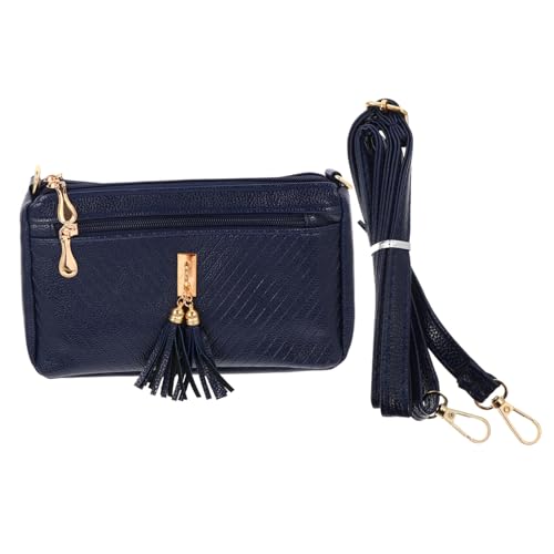 Healvian Fashionable Damen PU Crossbody Schultertasche mit Modischem Tassel Design Leichte Kleine Umhängetasche in Blau Vielseitig für Alltag Shopping und Reisen Geeignet von Healvian