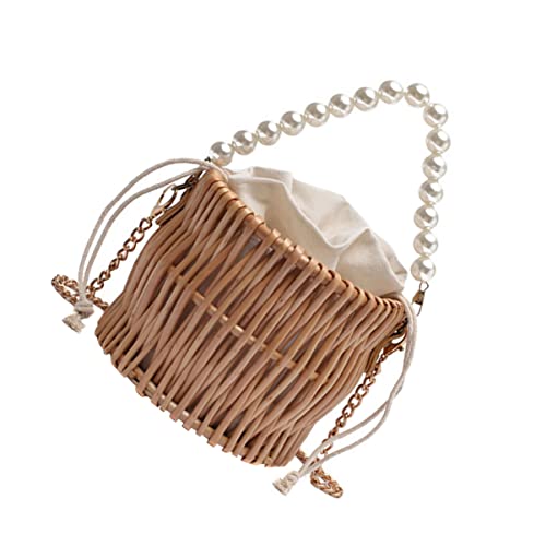 Healvian Fashionable Strandtasche Damen Tragbare Perlen Umhängetasche für Strand Shopping und Freizeit Khaki Healvian Fashionable Strandtasche Damen Tragbare Perlen Umhängetasche für Strand Shopping und Freizeit Khaki von Healvian