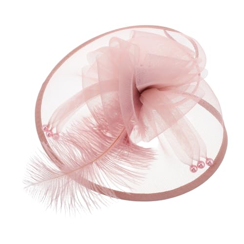 Healvian Braut Fascinator Haarband Mit Netz Und Perlen Damen-accessoire Für Hochzeiten Teepartys Und Festliche Anlässe Zartem Nude-rosa von Healvian