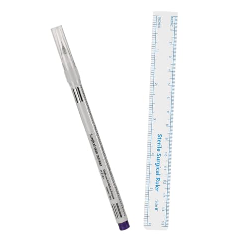 Healvian Feiner Augenbrauen Tattoo Stift mit Papier Lineal Präziser Markierungsstift für Microblading Langlebiger Stabiler Make Up Pen für Exaktes Augenbrauen Tattoo und Konturierung von Healvian