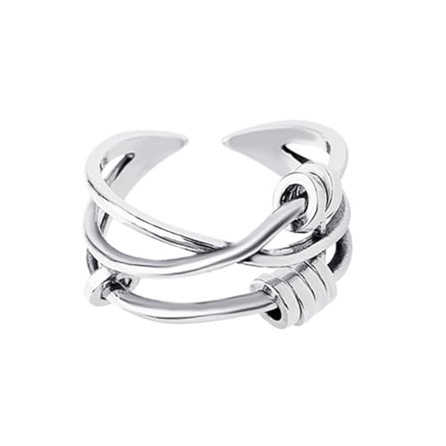 Healvian Fidget Ring Damen Offener Angstring mit Perlen Verstellbar Stress Knöchelring Chic Geometrisch Modisch für Alltag und Healvian Fidget Ring Damen Offener Angstring mit Perlen Verstellbar Stress Knöchelring Chic Geometrisch Modisch für Alltag und von Healvian