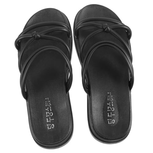 Healvian Flache Rutschfeste Candy farbene Damen Sandalen mit Kreuzriemen Atmungsaktive Outdoor Slipper für Strand und Alltag Bequeme Modische Sommerschuhe in Schwarz von Healvian