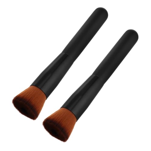 Healvian Flacher Make Up Foundation Pinsel 2 Stück Tragbarer Concealer und Pinsel mit Weichen Borsten für Flüssig und Puder Foundation für Damen für Reisen und Tägliches Make Up von Healvian
