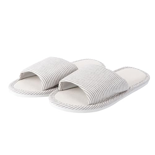 Healvian Flachs Hausschuhe mit Dünnem Streifenmuster Dicke Rutschfeste Sohle Atmungsaktive Baumwollpantoffeln für Damen und Herren Komfortable Langlebige Slippers für Zuhause Geeignet für von Healvian