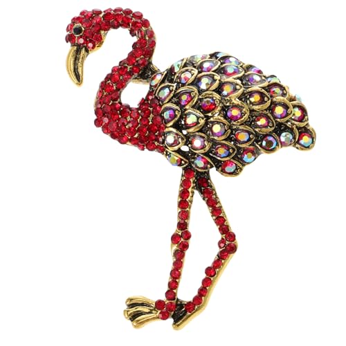 Healvian Flamingo Brosche Rot Legierung mit Strass Schmuck Anstecknadel für Damen Party Kleidungsclip Vielseitiges Modeaccessoire für Kleider Taschen Jacken und Hüte von Healvian