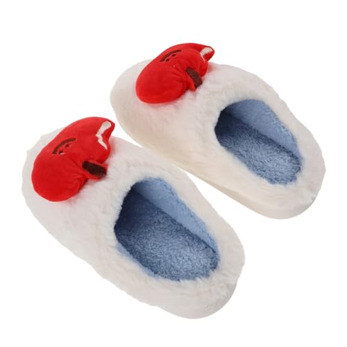 Healvian Flauschige Apfel-hausschuhe Plüsch Winter Warm Rutschfeste Kuschelschuhe für Mädchen Cartoon Obst Design Gemütliche Indoor-wollpantoffeln von Healvian