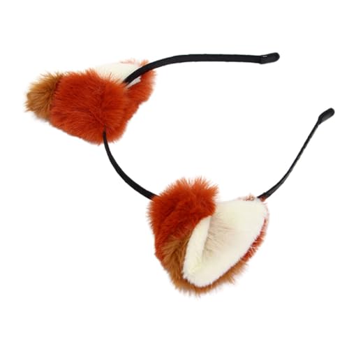 Healvian Pelziges Fuchsohren-stirnband Mit Abnehmbaren Ohren Bequemer Plüschmütze Für Cosplay Halloween-party Tierkostümzubehör Rotbraun von Healvian