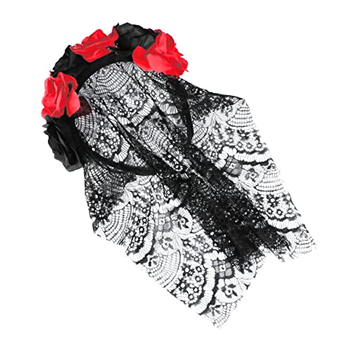 Healvian Flower Hairband Mit Schwarzem -schleier Headdress Für Weihnachten Und Partys Haaraccessoires Für Damen Und Mädchen von Healvian