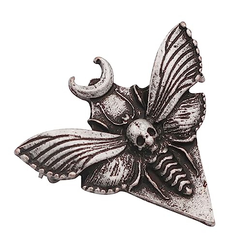 Healvian Flügelnde Mottenschädel Brosche Legierung Gothic Halloween Anstecknadel für Frauen Kreative Kleidung Deko und Rucksack Pin Antikem Silber von Healvian