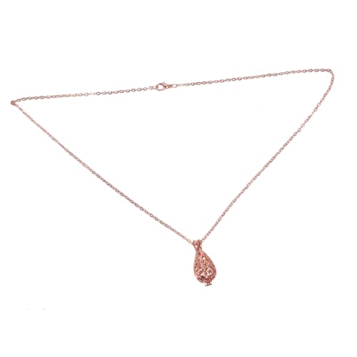 Healvian Förmige Hohl Gearbeitete Aromatherapie Halskette mit Pelelith Anhänger Kreative Leichte Kette in Roségold Geschenkidee zum Geburtstag für Damen und Herren von Healvian