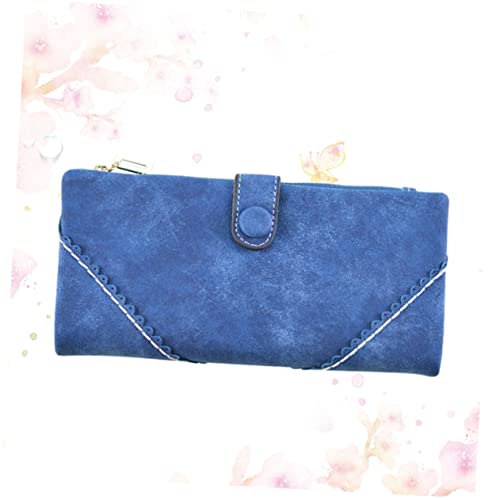 Healvian Damen Portemonnaie Mit Reißverschluss Praktische Geldbörse Aus Hochwertigem Pu-Material Geldbörsenschnalle Für Damen Und Herren Blau von Healvian