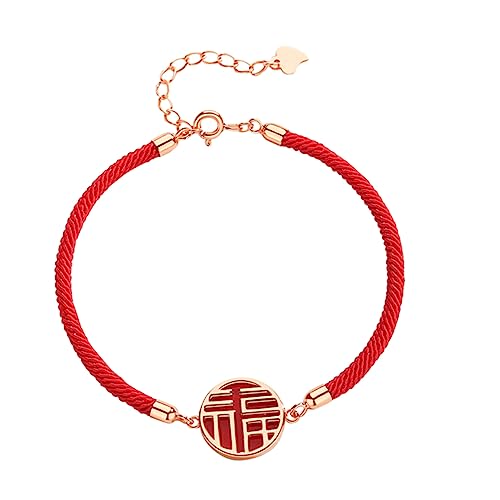 Healvian Fu Armband Damen Rotes Glücksarmband Rosenvergoldetem Leichtes Schmuckstück als Neujahrs Glücksbringer Modisches für Freunde Healvian Fu Armband Damen Rotes Glücksarmband Rosenvergoldetem Leichtes Schmuckstück als Neujahrs Glücksbringer Modisches für Freunde von Healvian