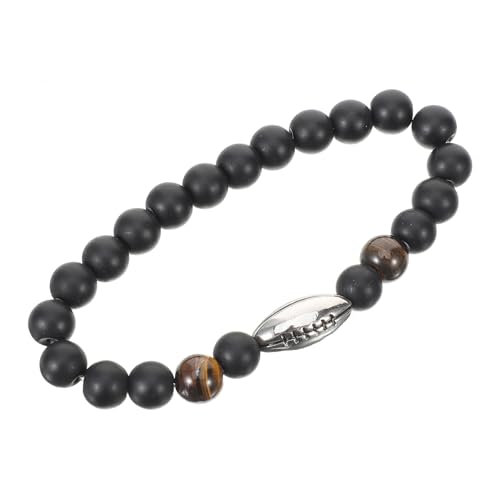 Healvian Handkette Aus Natursteinen Mit Rugby-ball-kette Modisches Armband Für Männer Tragbares Steinperlenarmband Dekoratives Handgelenkarmband Für Verschiedene Anlässe von Healvian