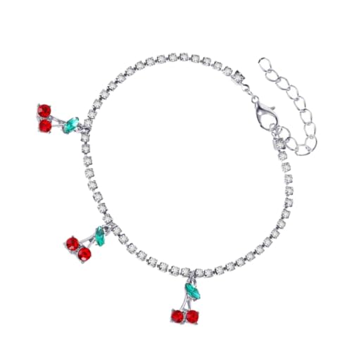 Healvian Fußkettchen Damen mit Zartem Kirschanhänger Verziert mit Funkelnden Strasssteinen Modisches Accessoire für Mädchen und Frauen für Strand und Freizeit Verstellbare Netz Tennis Healvian Fußkettchen Damen mit Zartem Kirschanhänger Verziert mit Funkelnden Strasssteinen Modisches Accessoire für Mädchen und Frauen für Strand und Freizeit Verstellbare Netz Tennis von Healvian