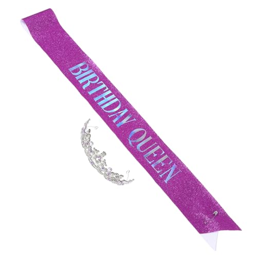 Healvian Geburtstagskrone Und Schärpe Prinzessin Stirnband Für Geburtstag Party Accessoires Haarschmuck Mit Schultergurt Glitzer-königin-kostüm-accessoire von Healvian