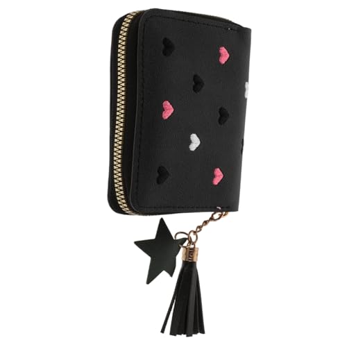 Healvian Geldbörse Mit Mehreren Karten Münzbörse Für Damen Kleine Geldbörsen Frau Süße Geldbörsen Für Frauen Kleine Brieftasche Mit Reißverschluss Black Polyester von Healvian