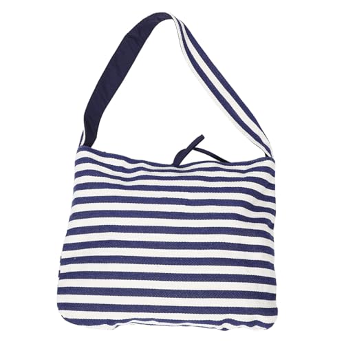 Healvian Gestreifte Wendbare Große Canvas-tasche mit Schulter Crossbody-trageoption für Damen Vielseitige Einkaufstasche Geräumig für Alltag Reisen Strand und Pool von Healvian