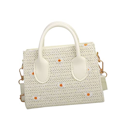 Healvian Gewebte Tasche Rattan Stroh Tragetaschen Schultertasche Stroh Handtasche Damen Strohtasche Die Tragetasche Daisy Sling Handtasche Handgewebte Daisy Tasche Daisy Sling Bag Gewebte von Healvian
