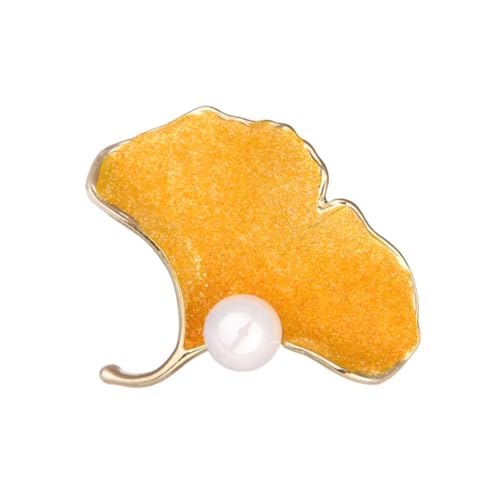 Healvian Perlen Brosche Für Damen Ginkgoblatt-design Legierungsmaterial Blattbrosche Mit Perlen Brustnadel Für Hochzeit Und Party von Healvian