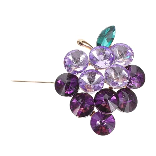 Healvian Glasperlen Weintrauben Brosche Legierung Funkelnde Frucht Anstecknadel für Damen Modisches Schmuckaccessoire für Kleidung Hüte Taschen Vielseitig für Alltag und Party von Healvian