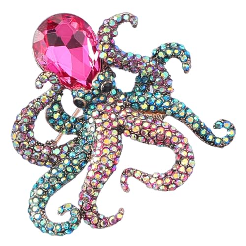 Healvian Glitzernde Oktopus Brosche mit Strass Modische Tier Brosche Anstecknadel für Damen Sicherer Halt Vielseitiger Schmuck für Kleidung Eleganter Oktopus Pin für Geburtstag und Alltag von Healvian