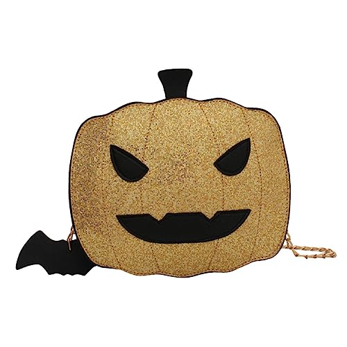 Healvian Glitzernde Pumpkin Schultertasche Damen Halloween Umhängetasche PU Material Modisch Vielseitig als Crossbody Tote oder Schultertasche für Party Shopping Alltag und Reise von Healvian