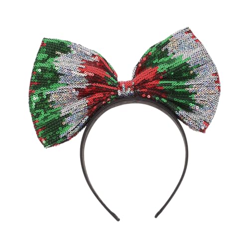 Healvian Glitzerndes Haarband mit Großem Schleifen Knoten Weihnachts Stirnband für Damen Leichter Haarschmuck für Festliche Anlässe Kostüm Accessoire für Weihnachten und Zufällige Farbe von Healvian